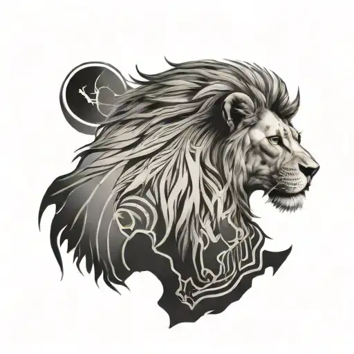 lion head with African continent map showing tattoo design idea