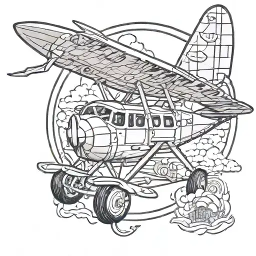 airplane but each window has a dog   tattoo design idea