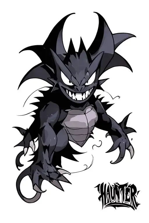 forearm tattoo, pokemon: Gengar, Ghastly, Haunter tattoo design idea