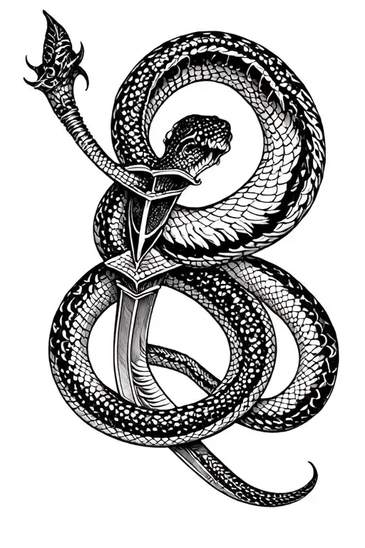 Snake dagger tattoo design idea