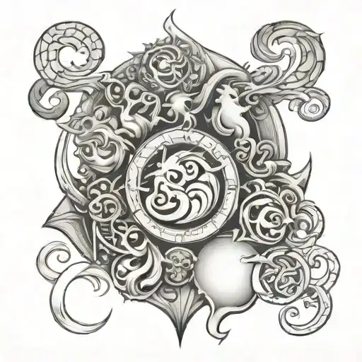 seven deadly sins symbol merging tattoo design idea