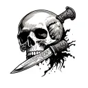 knife skull and side shadows tattoo design idea