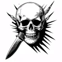knife skull and side shadows tattoo design idea