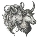 virgo and taurus zodiac sign tattoo design idea
