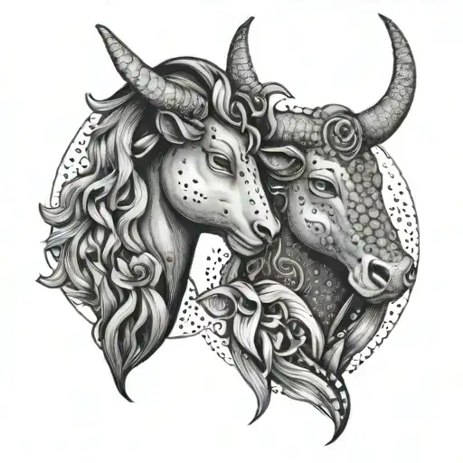 virgo and taurus zodiac sign tattoo design idea