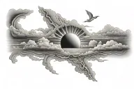 sunrise through clouds tattoo design idea
