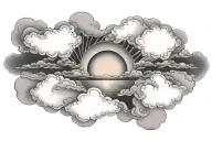 sunrise through clouds tattoo design idea