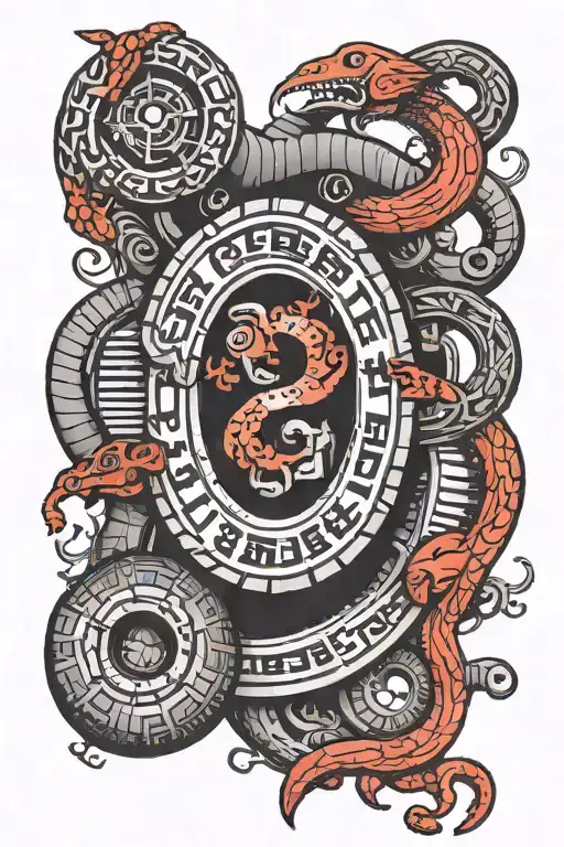 Tire, intestine, barcode with numbers 98649235 tattoo design idea