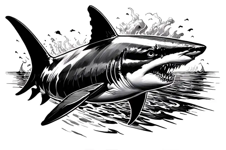 Motionless mako shark from the side view tattoo design idea