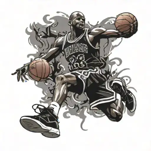 Michael Jordan dunking over Lebron James tattoo design idea