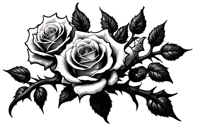 roses thorn black scar cover tattoo design idea
