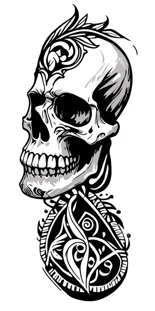 skull and OCD awareness symbols and elements tattoo design idea