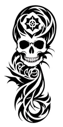 skull and OCD awareness symbols and elements tattoo design idea