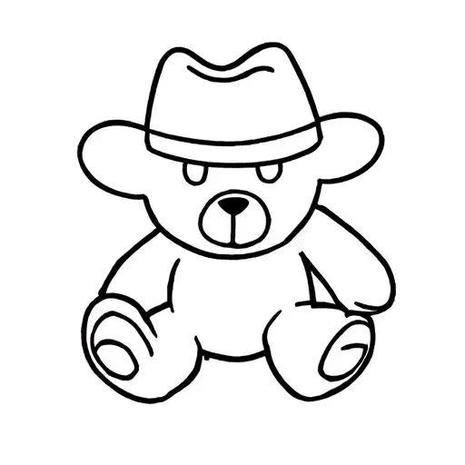 fine line tattoo of a stamp of a teddy bear with a cowboy hat  tattoo design idea