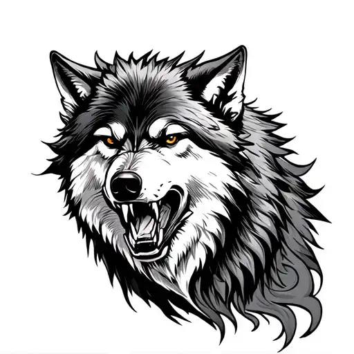 growling wolf tattoo design idea