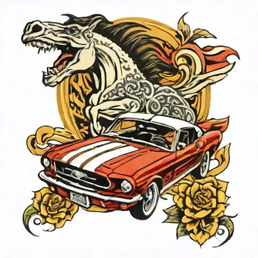 ford mustang tattoo design idea