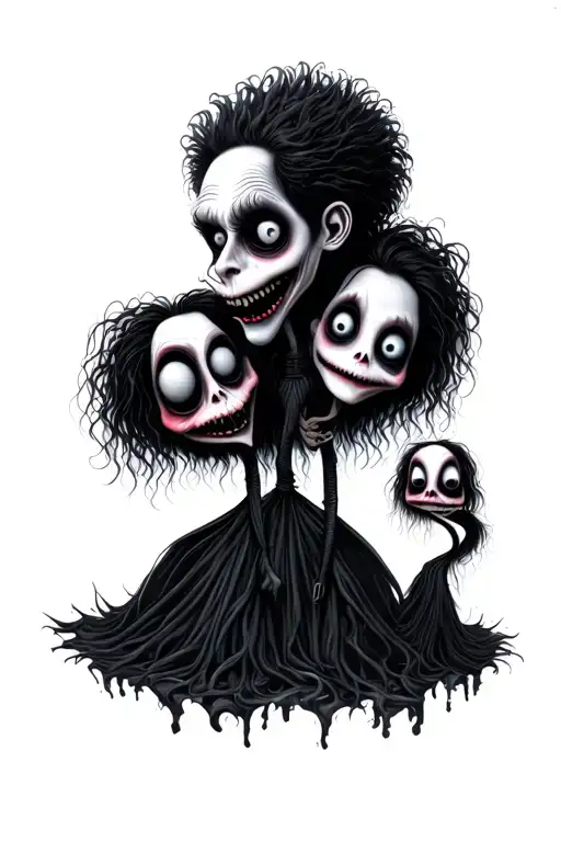 creepy tim burton characters tattoo design idea