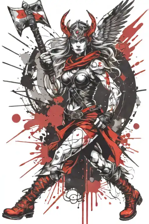 valkyrie with axe tattoo design idea