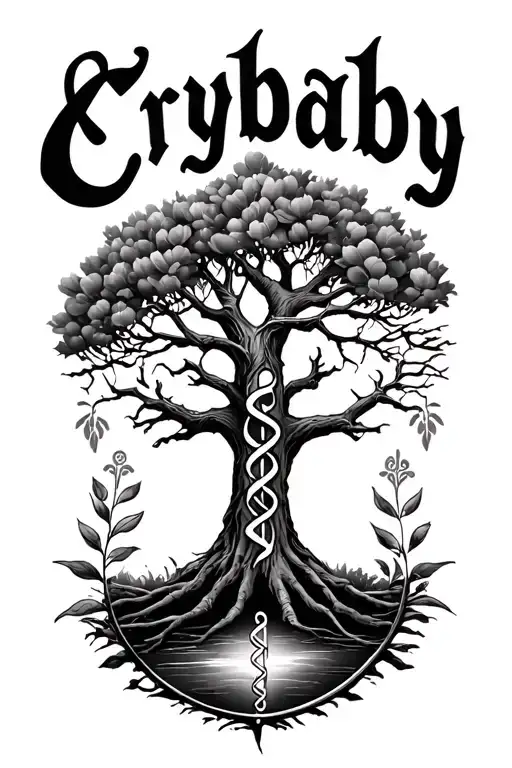 "Crybaby" Tree Of Life paramedic symbol tattoo design idea