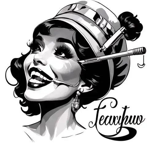 dentist pinup girl tattoo design idea