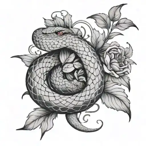 A snake and leaves, the zodiac sign Libra. Add other sketches that harmoniously fit into this to create a half-sleeve. tattoo design idea