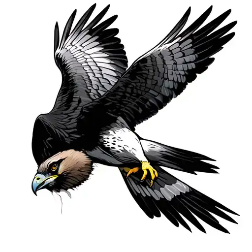 peregrine falcon dive attack tattoo design idea