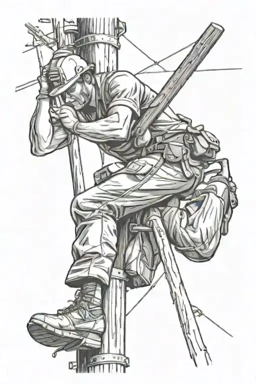 lineman working on a pole tattoo design idea