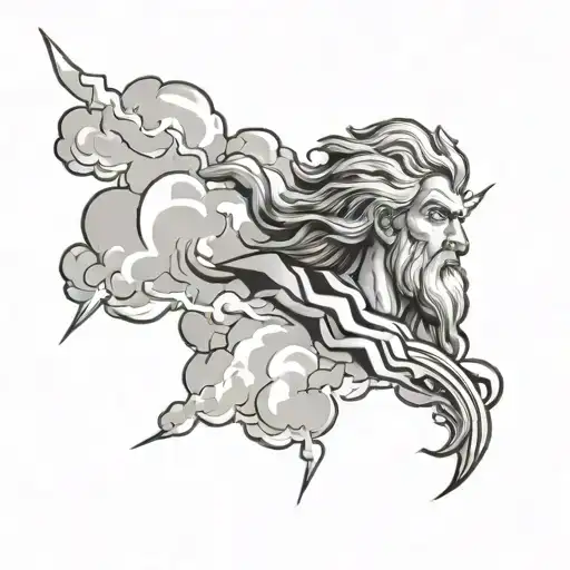 Zeus lightning bolt from a cloud tattoo design idea