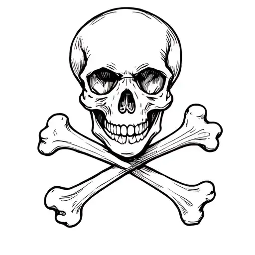 super simple skull and cross bones (make one bone a knitting needle , one a boat ore , then make the skull itself a dog  tattoo design idea
