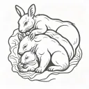 bunny sleeping inbetween two bears tattoo design idea