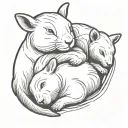bunny sleeping inbetween two bears tattoo design idea