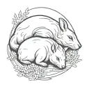 bunny sleeping inbetween two bears tattoo design idea