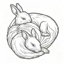 bunny sleeping inbetween two bears tattoo design idea