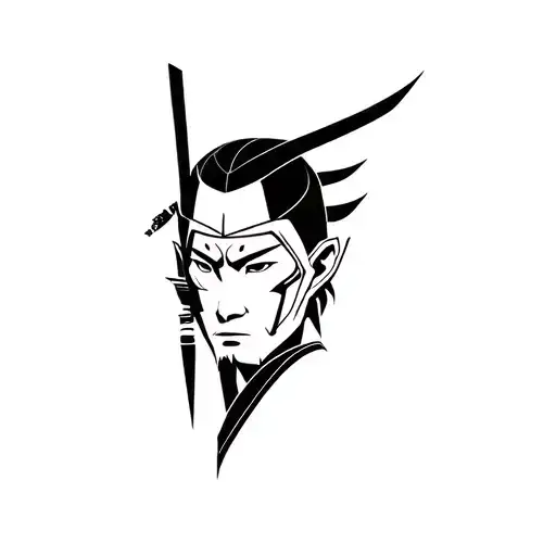 cyberpunk samurai logo head tattoo design idea