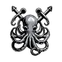 Navy Anchor squid tattoo design idea