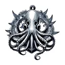 Navy Anchor squid tattoo design idea