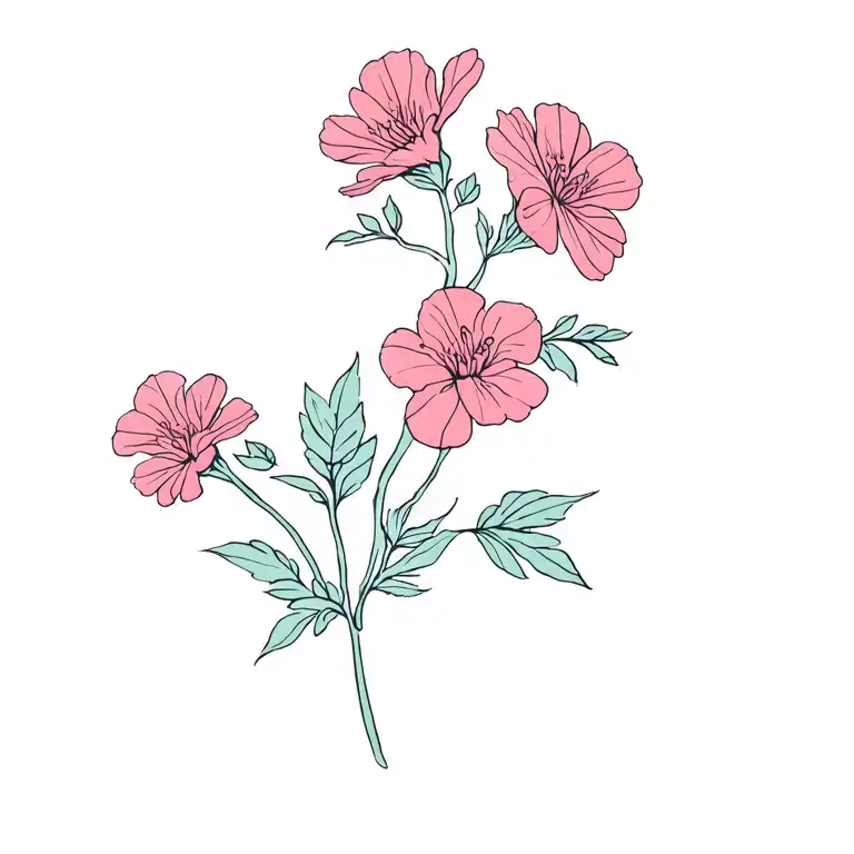 scorpian and geranium flowers tattoo design idea