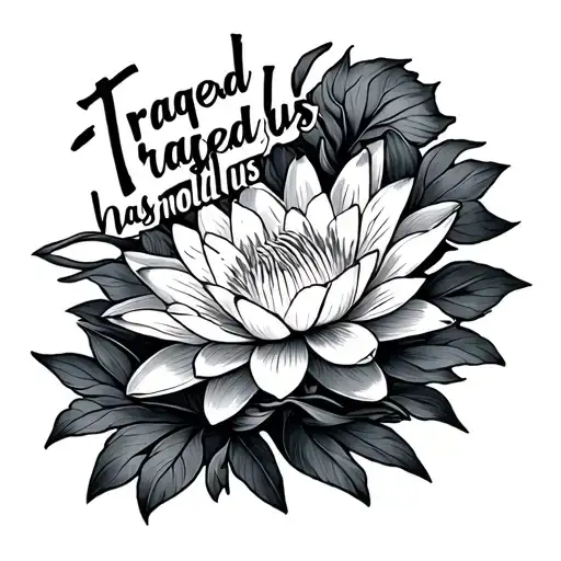 "tragedy has molded us" water lilly flower and  tattoo design idea
