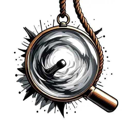 Magnifying glas with a rope hanging tattoo design idea