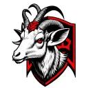 A black white shielded demonic Baphomet goats with red eyes on his forehead is a red symbol tattoo design idea