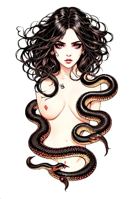 lilith tattoo with snakes tattoo design idea