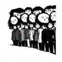 crowd of people with big heads and no faces tattoo design idea