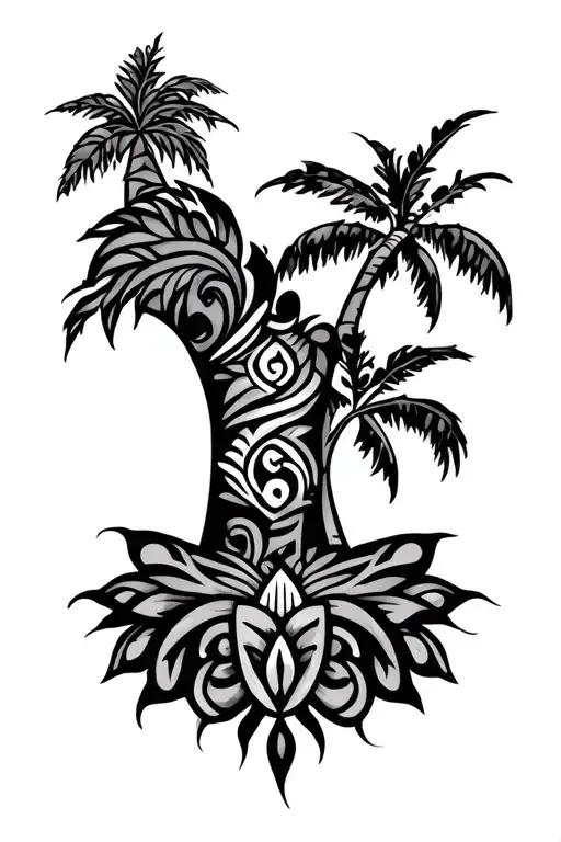 Polynesian Tattoo, Texas logo, Guam tree, and other traditional polynesian shapes as a sleeve tattoo design idea