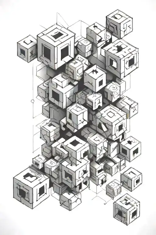 geometric pattern cubes tattoo design idea