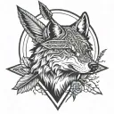 wolf with arrow tattoo design idea