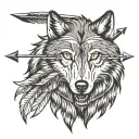 wolf with arrow tattoo design idea