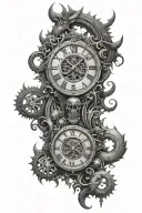 clock disassemble roman numeral which is lost and a demon and a tahitian style can integrate with tattoo design idea