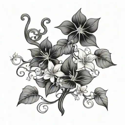 ivy and jasmine vine tattoo design idea