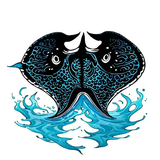  by blending tribal and Japanese traditional water designs create a stingray design to fit on the shoulder blade 4"x 6"  tattoo design idea