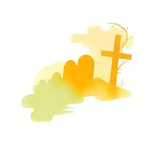 Graveyard scene with tombstones tattoo design idea